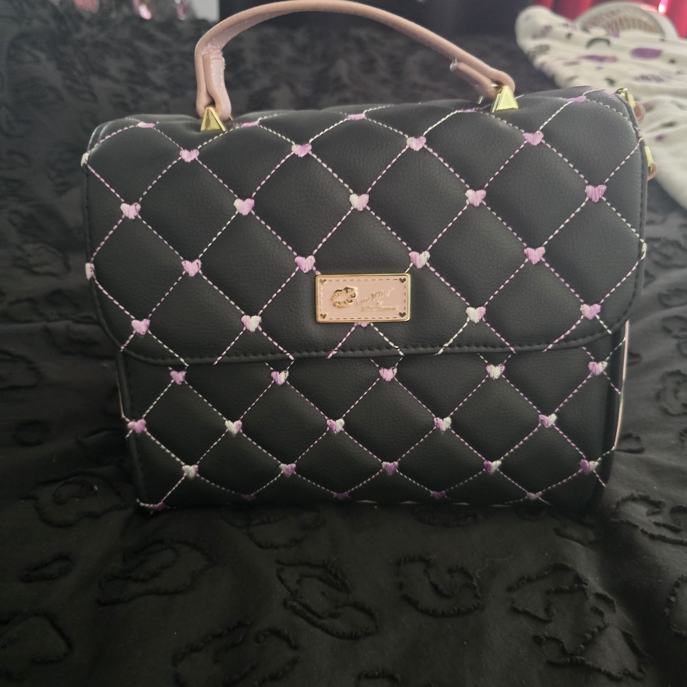 Betsey Johnson Black Satchel with Pink Accents